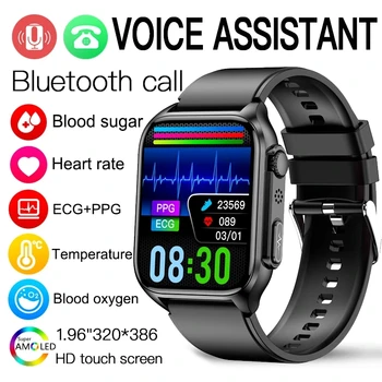 Новые Смарт-часы с Bluetooth-вызовом, неинвазивный уровень глюкозы в крови, мужские ЭКГ + PPG, монитор артериального давления, температуры тела, умные часы для здоровья