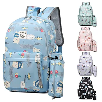 Школьные сумки для девочек, школьный рюкзак для мальчиков, сумка для книг в кавайном стиле с пеналом, дорожный рюкзак для детей, Детский повседневный рюкзак