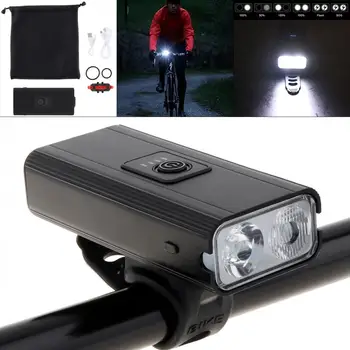 Водонепроницаемая светодиодная велосипедная фара 1200LM, перезаряжаемая через USB, с 6 режимами освещения и дисплеем питания, и задний фонарь с 4 режимами