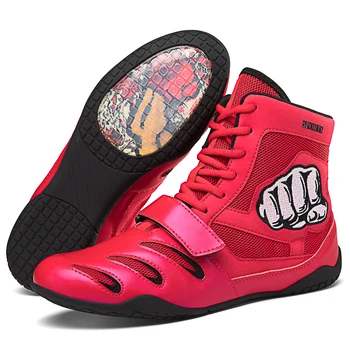 Мужские И Женские Профессиональные Боксерские Ботинки для борьбы, Сетчатые дышащие Носимые кроссовки, тренировочные боксерские туфли для больших мальчиков