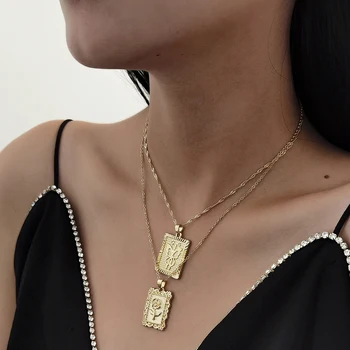 Многослойное Квадратное ожерелье с подвеской в виде бабочки в стиле Бохо, Женские 2022 Ретро Простые Ожерелья золотого цвета, Модные украшения для девочек