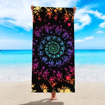 1 Шт. Пляжное полотенце с красочным пузырьковым принтом, Быстросохнущее легкое пляжное одеяло из микрофибры для отпуска