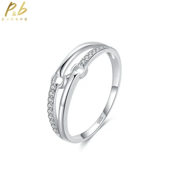 PuBang Fine Jewelry, твердое серебро 925 пробы, Высокоуглеродистое простое кольцо с бриллиантом, изменяемое по размеру, для женщин, подарок на годовщину, бесплатная доставка
