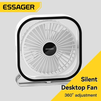 Мини-настольный вентилятор Essager USB Type C, Бесшумный, Тихая Офисная Зарядка, Охлаждающий Регулируемый Вентилятор для сна в Спальне