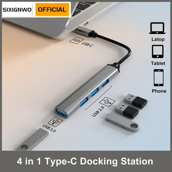 SIXIGNWO 5 В 1 Алюминиевый USB C Концентратор USB Type C Концентратор Адаптер-ключ, Совместимый Для MacBook Dell Asus Huawei Huawei OPPO USB-C Data
