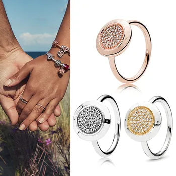 Оригинальное кольцо из серебра 925 пробы, Блестящее Круглое кольцо с кристаллами Для женщин, подарок на свадьбу, Модные украшения