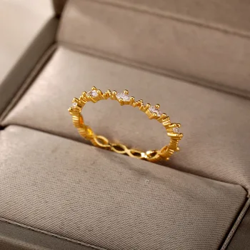 Кольца с кубическим цирконием Для женщин Золотого цвета, Женское парное кольцо с кристаллами, Тренд 2022 Года, Корейская мода, ювелирные изделия anillos mujer