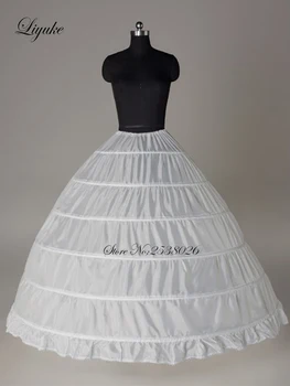 Свадебная Нижняя юбка Liyuke Picture Белого Цвета с 6 Обручами, Используемая Для Свадебного платья Трапециевидной формы Enagua nupcial
