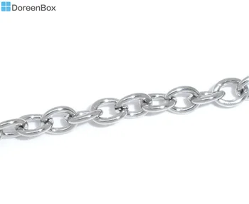 Doreen Box Прекрасные кабельные цепочки серебристого цвета длиной 10 м, 5x3,5 мм (B05735)