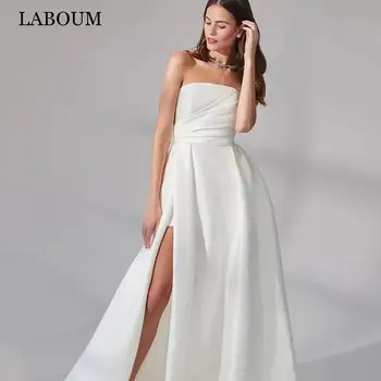 LaBoum Сексуальные Свадебные платья с высоким Разрезом Для женщин 2023, Современное Свадебное платье Трапециевидной формы с карманами, Vestidos De Novia, Стреловидный Шлейф
