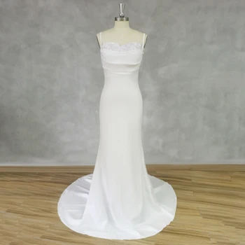 DIDEYTTAWL, реальное изображение, Блестки, креп без рукавов, белое Свадебное платье Русалки с застежкой-молнией сзади, свадебное платье со шлейфом