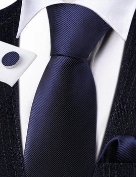Деловые темно-синие мужские аксессуары, наборы галстуков, носовых платков, запонок, Модные шелковые однотонные галстуки, дизайнерские вечерние Бэрри.Wang LN-6473
