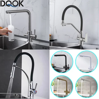 Кухонный кран для питьевой фильтрованной воды DQOK, Кран для очистки, Кран с двойной ручкой, Кран для кухонной раковины