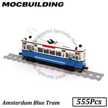 Модель трамвая, городского транспортного средства MOC, строительные блоки, кирпичные игрушки, строительный подарок для детей