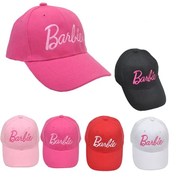 Уличные Затеняющие бейсболки Barbie Розового цвета с вышивкой и изогнутыми полями, регулируемые Женские шляпы для девочек, модные аксессуары