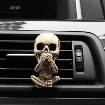 Автомобильный диффузор из смолы со скелетом, вентиляционный зажим, голова призрака, креативные подарки, персонализированные автомобильные принадлежности, ароматерапия скелетом человеческого тела