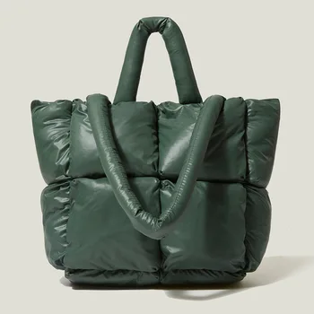 Модные Большие сумки с подкладкой, Дизайнерские Стеганые женские сумки через плечо, Роскошная Нейлоновая Пуховая хлопковая сумка через плечо, Зимний кошелек 2022
