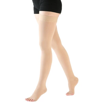 Компрессионные носки 40-50 мм рт.ст. для женщин с открытым носком до бедра, Поддерживают, Усиливают кровообращение, Снимают боль в ногах, Отеки, Колготки