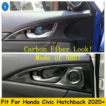Внутренняя Дверная Ручка с Ручным креплением, Отделка Крышки Чаши Из Углеродного Волокна, Внутренний комплект Для Honda Civic Хэтчбек 2020 2021