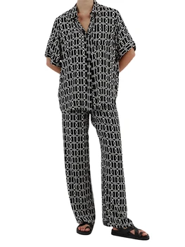 Женский пижамный комплект на пуговицах с рукавами 3-4 и брюками для отдыха - Удобная одежда для сна, одежда для отдыха для женщин