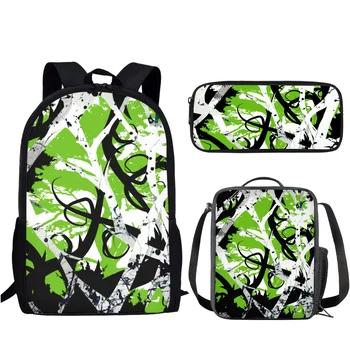 Набор из 3 Камуфляжных охотничьих рюкзаков для мальчиков и девочек, школьные сумки через плечо, сумки для ланча, сумки для карандашей, Mochilas Escolares