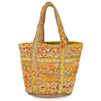 Ручная сумка из индийского джута и хлопка, Плетеная сумочка, вместительные сумки для хранения, косметичка