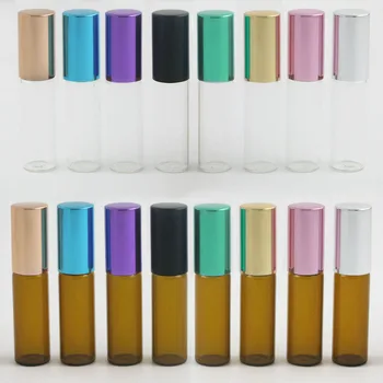 360x5 мл Прозрачные стеклянные бутылочки для эфирных масел янтарного цвета с металлическими шариками, 5 кубических прозрачных стеклянных контейнеров в рулонах