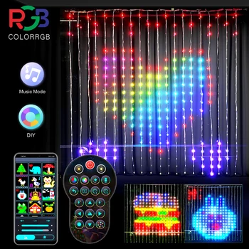 Умный Светодиодный RGB ColorRGB, Умный светильник для штор с управлением через приложение Bluetooth, Рождественский сказочный светильник, декор для гирлянды с изображением своими руками
