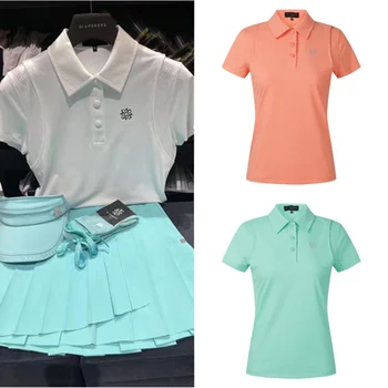 Корейская оригинальная одноместная одежда для гольфа, женский топ, сетчатая спортивная одежда знаменитостей, быстросохнущая дышащая тонкая приталенная футболка с коротким рукавом-