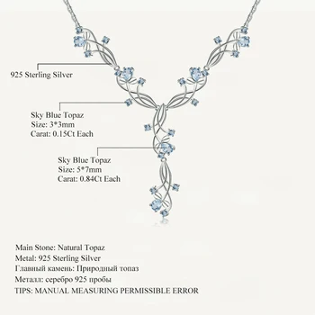 Gem's Ballet 7,89 карат, натуральный Небесно-голубой топаз, драгоценный камень из стерлингового серебра 925 пробы, Романтические подвески, ожерелье для невесты, женские ювелирные украшения