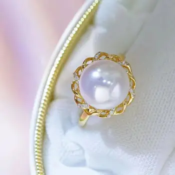 и огромное кольцо с белым жемчугом AAAAA 12-13 мм из натурального Южно-Китайского моря 925S