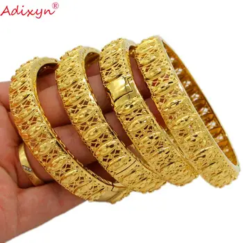 Adixyn может открыть 4 шт./лот Золотой Цвет Эфиопский Дубай Африканский Браслет Невесты Свадебный Браслет Ювелирные Изделия для женщин/Мужчин N071031