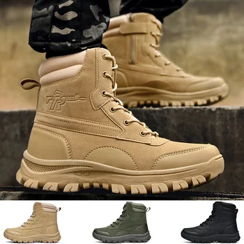 Мужские тактические ботинки с высоким берцем 2023, Военные ботинки Специального назначения, мужская уличная тактическая обувь на молнии сбоку, Бесплатная доставка для мужа