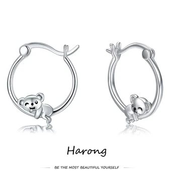 Harong Милые серьги-кольца с Коалой Серии Siver из металла с Роскошным зажимом для ушей для женщин и девочек Идеальный подарок