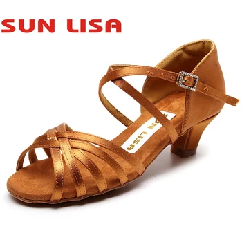 SUN LISA/ Женская обувь для классических танцев для девочек, Детская Обувь для танго, бальных танцев, сальсы, латиноамериканских танцев