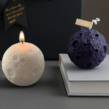 Силиконовая форма для Свечей в форме 3D Луны, Эпоксидная Гипсовая форма для шоколада, Украшение для дома, Ароматическая Домашняя Форма Для Свечей XK063
