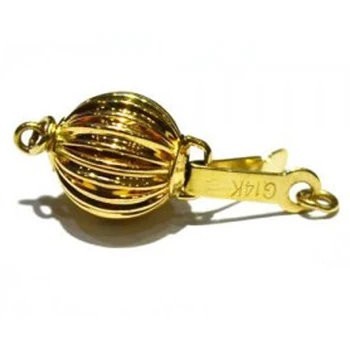 ювелирная застежка из желтого твердого золота 8 мм 14 К, гофрированная, в форме шара