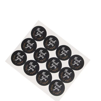 1200 шт./лот, кавайные круглые черные наклейки с надписью 