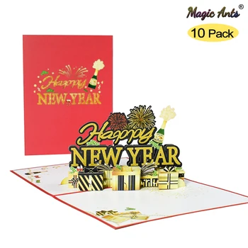 10 Упаковок Всплывающих открыток С подарком На Новый Год, 3D Поздравительные открытки