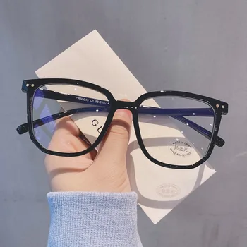 Модные Квадратные очки Женские Прозрачные Компьютерные очки с Защитой от синего Света, Прозрачные линзы, Ретро Черная Нерегулярная Оправа для очков