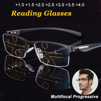 Деловые офисные очки для чтения CLLOIO Для мужчин И женщин, Мультифокальные Прогрессивные очки для чтения с защитой от синего света, Пресбиопические очки