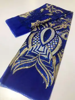 Африканская Тюлевая кружевная ткань для Жениха 2023, Высококачественная французская Кружевная ткань С блестками Для вечернего платья в нигерийском стиле, 5 Ярдов