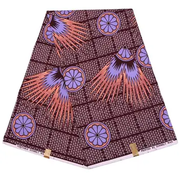 Последние поступления Модный дизайн Африканский Гарантированный Настоящий Воск Фиолетовая ткань с цветочным принтом Ткань с восковым принтом