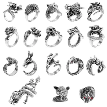 Властное Модное Мужское кольцо из сплава с животными, кольца в стиле панк-хип-хоп для женщин, Мужские кольца на палец, Открытое Регулируемое кольцо, Ювелирные изделия, подарки