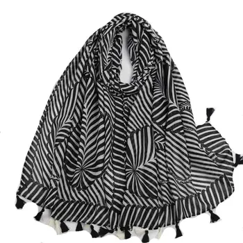 2023 Новейших женских шарфа с геометрическим принтом, Хлопчатобумажные шарфы-шали