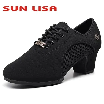 SUN LISA/ Женские кроссовки из оксфордской кожи и резины на толстом каблуке для бальных современных латиноамериканских танцев
