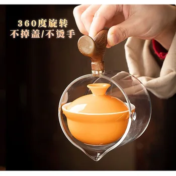Чайный сервиз, портативный для путешествий, креативный чайный сервиз кунг-фу, стеклянная прозрачная чашка для чая с утолщенным фильтром