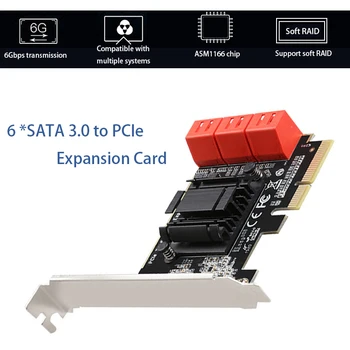 ASM1166 чип 6 портов SATA 3,0 для PCIe карта расширения PCI Express SATA Адаптер PCI E Sata Карта контроллера игровая PCI-E Riser Card