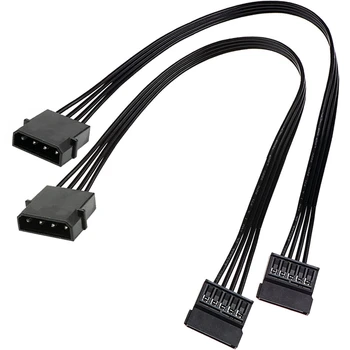 Molex IDE, 4-контактный штекер на 15-контактный разъем, кабель-адаптер для преобразователя питания SATA, удлинитель для жесткого диска HDD SSD, 2 упаковки