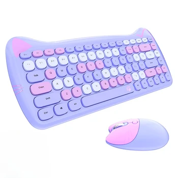 Kawaii keyboards cat 2.4G беспроводная клавиатура розовый милый игровой набор клавиатур kawaii mouse для ноутбука PC gamer компьютерная мышь